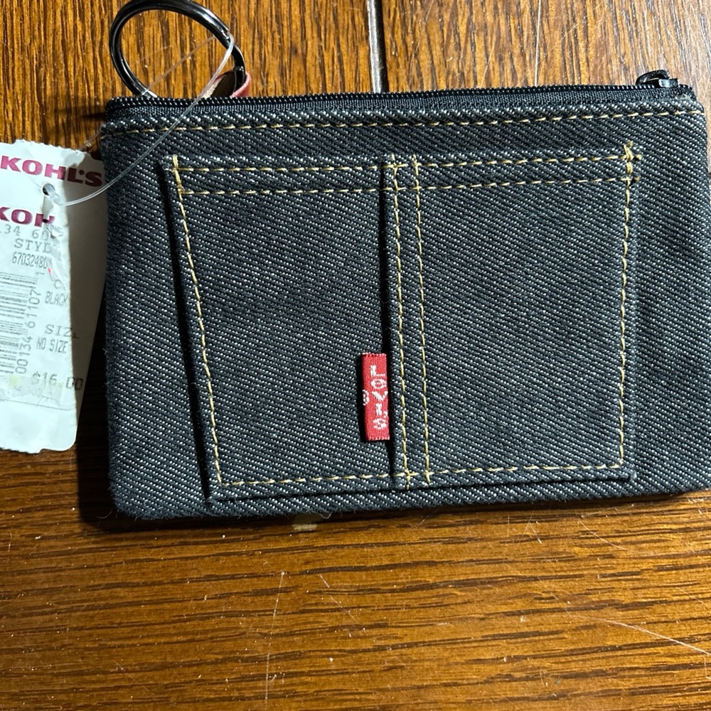 Levi's Denim Wallet with Red Tag Coin Purse with Zipper NWT